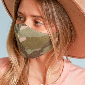 Reusable Face Mask w/Filter - Olive Camouflage